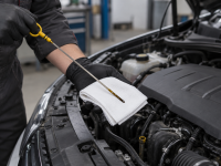 Verificarea jojei de ulei lângă compartimentul motor