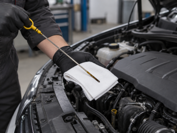 Verificarea jojei de ulei lângă compartimentul motor