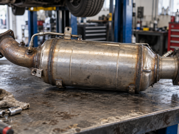 Filtru de particule diesel demontat pentru verificare